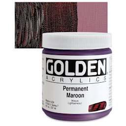Golden Heavy Body Artist Acrylic - Permanent Maroon, 8 oz Jar and swatch