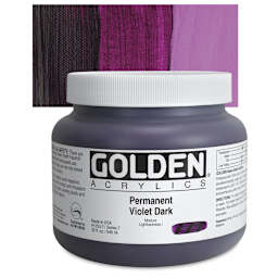 Golden Heavy Body Artist Acrylic - Permanent Violet Dark, 32 oz Jar and swatch