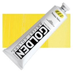 Golden Heavy Body Artist Acrylic - Primary Yellow, 5 oz Tube and swatch