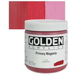 Golden Heavy Body Artist Acrylic - Primary Magenta, 16 oz Jar and swatch