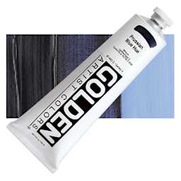 Golden Heavy Body Artist Acrylic - Prussian Blue Historic Hue, 5 oz Tube and swatch