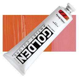 Golden Heavy Body Artist Acrylic - Pyrrole Orange, 5 oz tube and swatch