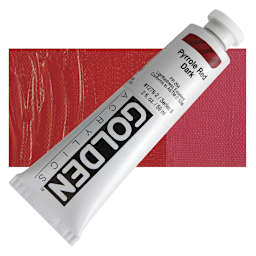 Golden Heavy Body Artist Acrylic - Pyrrole Red Dark, 2 oz tube and swatch