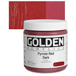 Golden Heavy Body Artist Acrylic - Pyrrole Red Dark, 8 oz Jar and swatch