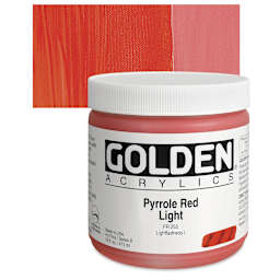 Golden Heavy Body Artist Acrylic - Pyrrole Red Light, 16 oz Jar and swatch