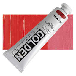 Golden Heavy Body Artist Acrylic - Pyrrole Red, 2 oz Tube and swatch