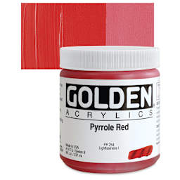 Golden Heavy Body Artist Acrylic - Pyrrole Red, 8 oz Jar and swatch