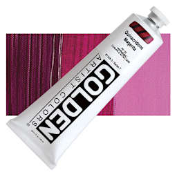 Golden Heavy Body Artist Acrylic - Quinacridone Magenta, 5 oz Tube and swatch