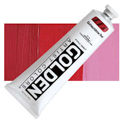 Golden Heavy Body Artist Acrylic - Quinacridone Red, 5 oz tube and swatch