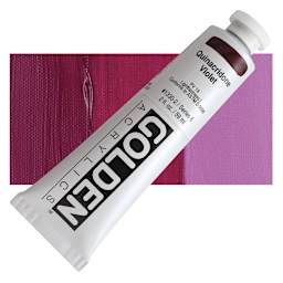Golden Heavy Body Artist Acrylic - Quinacridone Violet, 2 oz Tube and swatch