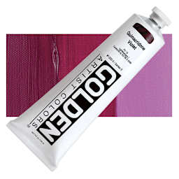 Golden Heavy Body Artist Acrylic - Quinacridone Violet, 5 oz tube and swatch