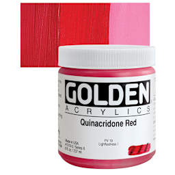 Golden Heavy Body Artist Acrylic - Quinacridone Red, 8 oz Jar and swatch