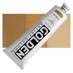 Golden Heavy Body Artist Acrylic - Raw Sienna, 5 oz Tube and swatch