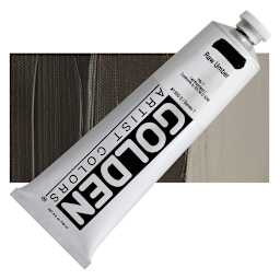 Golden Heavy Body Artist Acrylic - Raw Umber, 5 oz Tube and swatch