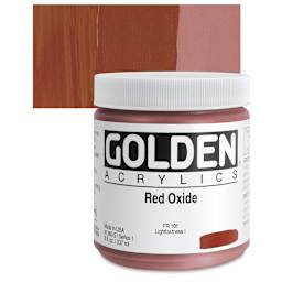 Golden Heavy Body Artist Acrylic - Red Oxide, 8 oz Jar and swatch