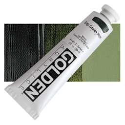 Golden Heavy Body Artist Acrylic - Sap Green Hue, 2 oz Tube and swatch