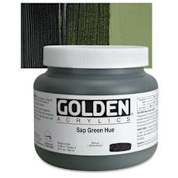 Golden Heavy Body Artist Acrylic - Sap Green Hue, 32 oz and swatch