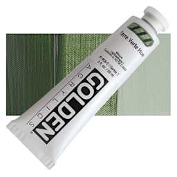 Golden Heavy Body Artist Acrylic - Terre Verte Hue, 2 oz Tube and swatch