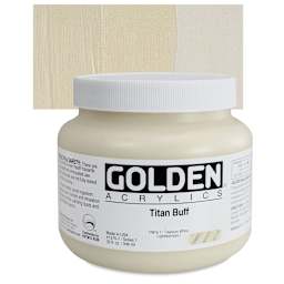 Golden Heavy Body Artist Acrylic - Titanium Buff, 32 oz Jar and swatch