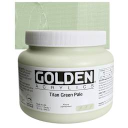 Golden Heavy Body Artist Acrylic - Titan Green Pale, 32 oz and swatch