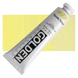 Golden Heavy Body Artist Acrylic - Titanate Yellow, 2 oz Tube and swatch