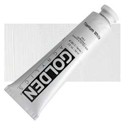 Golden Heavy Body Artist Acrylic - Titanium White, 2 oz Tube and swatch