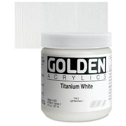 Golden Heavy Body Artist Acrylic - Titanium White, 8 oz Jar and swatch