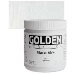 Golden Heavy Body Artist Acrylic - Titanium White, 16 oz Jar and swatch