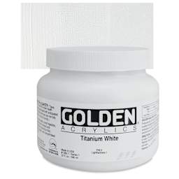 Golden Heavy Body Artist Acrylic - Titanium White, 32 oz Jar and swatch