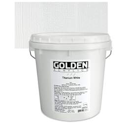 Golden Heavy Body Artist Acrylic - Titanium White, 128 oz Jar and swatch