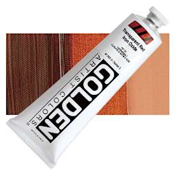 Golden Heavy Body Artist Acrylic - Transparent Red Iron Oxide, 5 oz tube and swatch