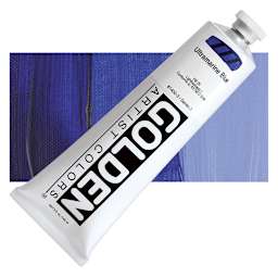 Golden Heavy Body Artist Acrylic - Ultramarine Blue, 5 oz Tube and swatch