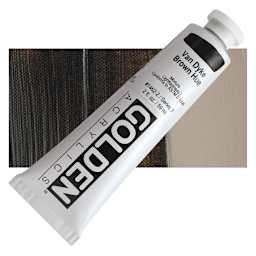 Golden Heavy Body Artist Acrylic - Van Dyke Brown Hue, 2 oz Tube and swatch