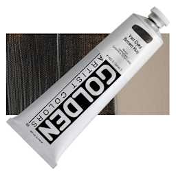 Golden Heavy Body Artist Acrylic - Van Dyke Brown Historic Hue, 5 oz Tube and swatch