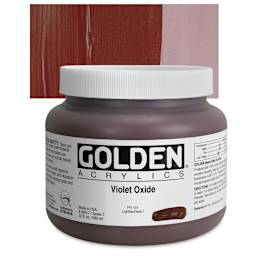 Golden Heavy Body Artist Acrylic - Violet Oxide, 32 oz Jar and swatch