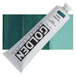 Golden Heavy Body Artist Acrylic - Viridian Green Hue, 5 oz Tube and swatch