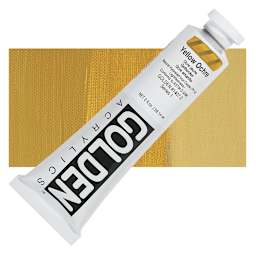 Golden Heavy Body Artist Acrylic - Yellow Ochre, 2 oz Tube and swatch