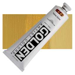 Golden Heavy Body Artist Acrylic - Yellow Ochre, 5 oz Tube and swatch