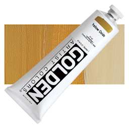 Golden Heavy Body Artist Acrylic - Yellow Oxide, 5 oz tube and swatch