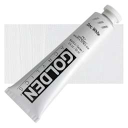 Golden Heavy Body Artist Acrylic - Zinc White, 2 oz Tube and swatch