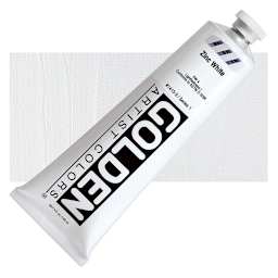 Golden Heavy Body Artist Acrylic - Zinc White, 5 oz Tube and swatch
