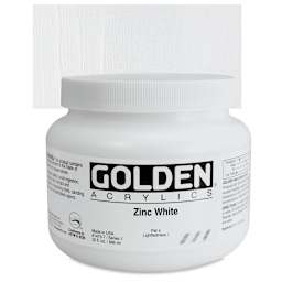Golden Heavy Body Artist Acrylic - Zinc White, 32 oz Jar and swatch