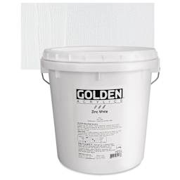 Golden Heavy Body Artist Acrylic - Zinc White, 128 oz Jar and swatch