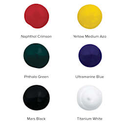Blick Artists' Acrylic Set - Basic Set, Set of 6 colors, 2 oz tubes, dollops of colors