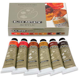 Blick Artists' Acrylic Set - Earth Color Set, 2 oz Tubes, tubes outside of packaging