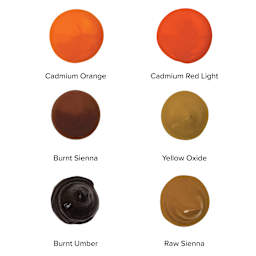 Blick Artists' Acrylic Set - Earth Color Set, 2 oz Tubes, dollops of colors