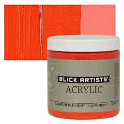 Blick Artists' Acrylic - Cadmium Red Light, 8 oz jar and swatch