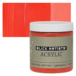 Blick Artists' Acrylic - Cadmium Red Light Hue, 8 oz jar and swatch