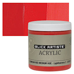 Blick Artists' Acrylic - Cadmium Red Medium Hue, 8 oz jar and swatch