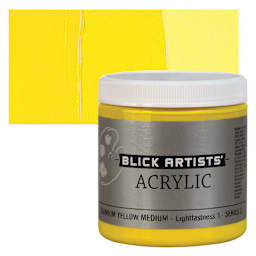 Blick Artists' Acrylic - Cadmium Yellow Medium, 8 oz jar and swatch